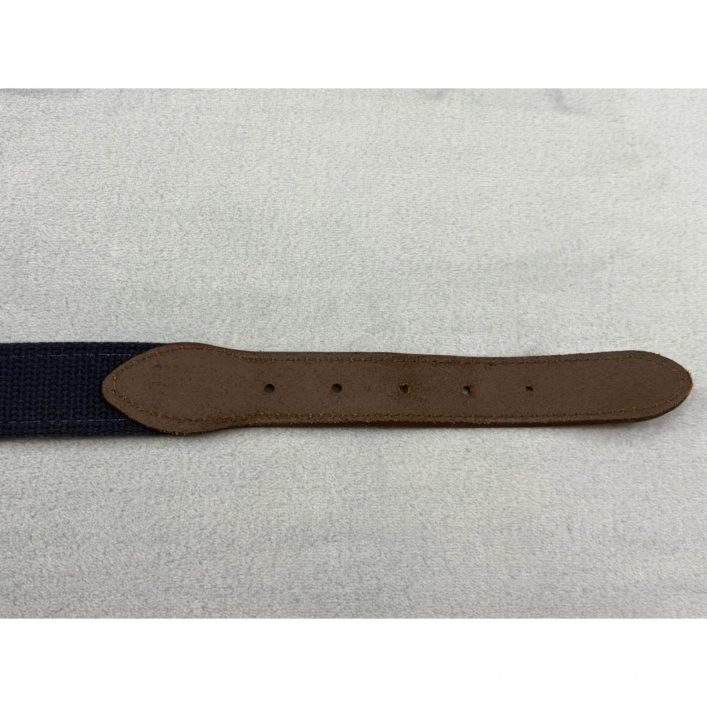 Belted Cow Co Mens Belt Green Golf Clubs Canvas Navy Blue Leather Trim Size 40